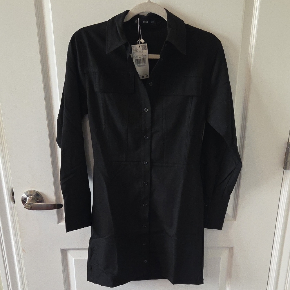 NWT! Mango Classic Black Shirt Dress